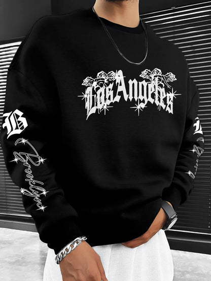 Men’s Gothic Letter Pullover – Soft Long Sleeve
