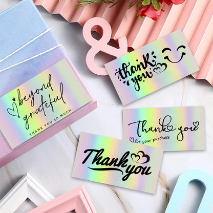 30pcs Thank You Card For Supporting Business Package Decoration "Gorgeous Thanks" Business Card Laser card Handmade With Love