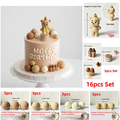 Bear or Balls Cake Toppers Teddy Theme Party Decor