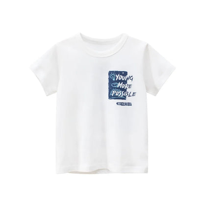2-8 Years Summer Children Boys T-shirts Cartoon Printed Letter Baby Boy Short Sleeve Tops Kids T Shirts Toddler Clothes