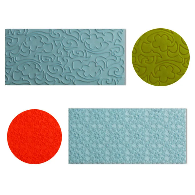 2‑Piece Bark Wall Cake Mold Set – Embossed Brick & Wood Grain Fondant Cutters for Cake Decorating