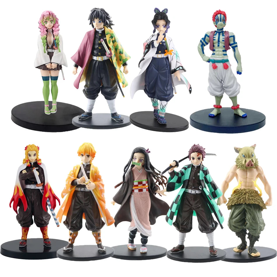 Anime Figure Kamado Tanjirou Nezuko Demon Slayer Figure Action Figures PVC Model Toys Zenitsu Figurine Inosuke Kimetsu No Yaiba