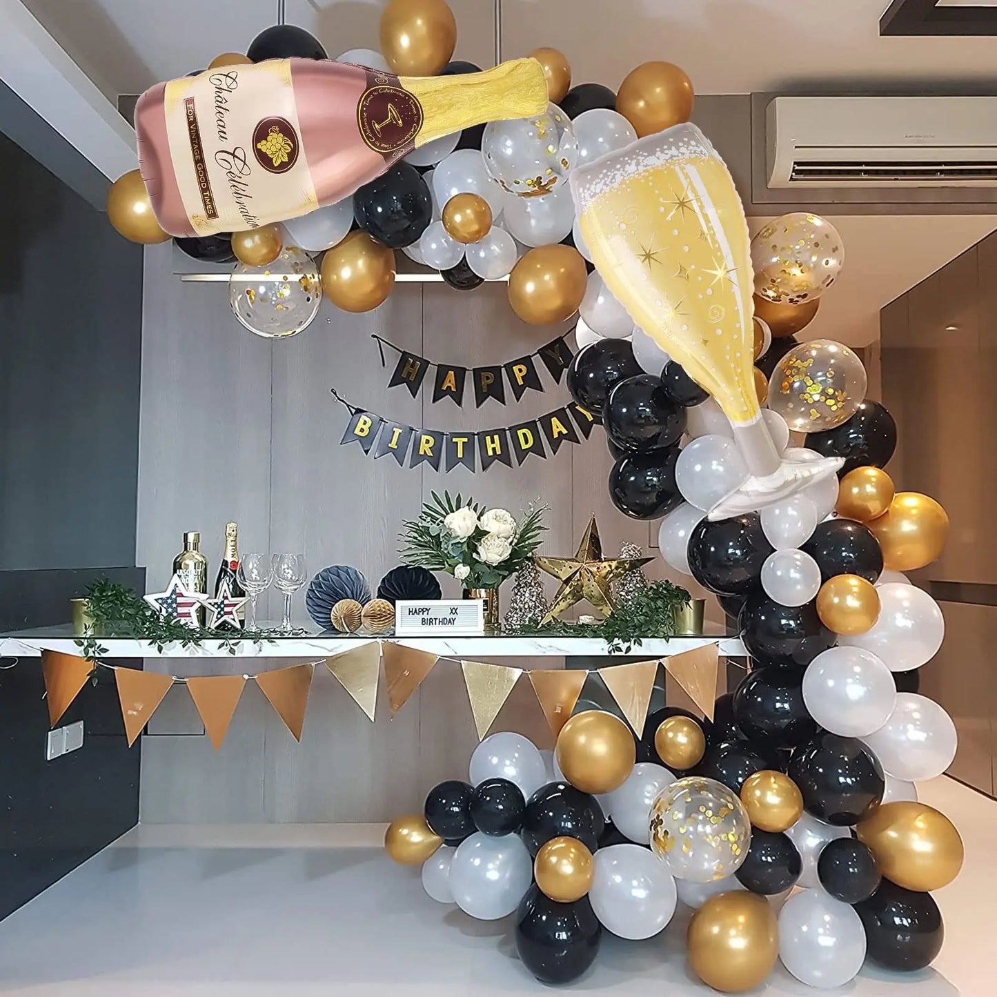 Champagne Bottle and Goblet Wine Glass Large Mylar Balloons Valentines Engagement Wedding Birthday Anniversary Party Decorations