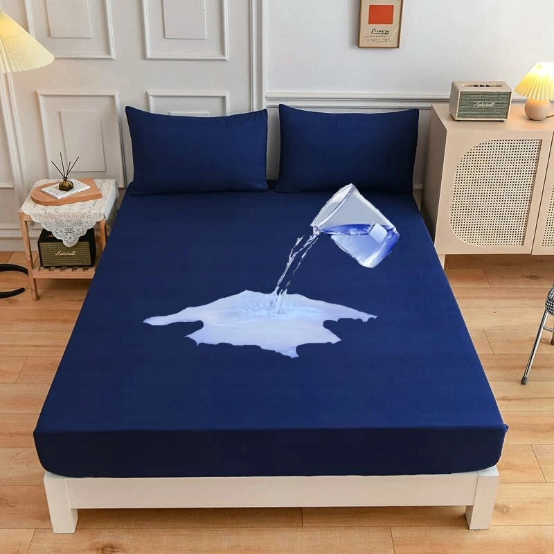 Waterproof Mattress Protector Soft Comfortable Breathable Solid Color Fitted Bedding Cover No Pillowcases Included