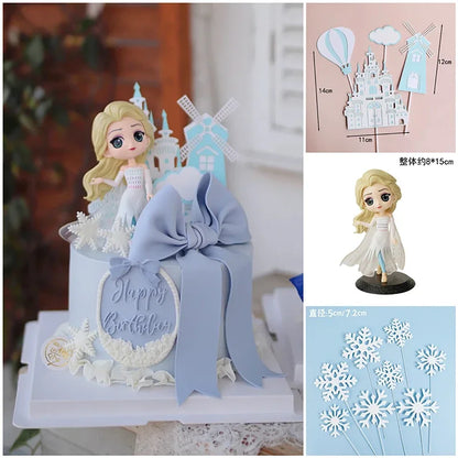 Princess Doll Cake Topper – Happy Birthday Flag Decoration for Baby Shower & Girl’s Birthday Party Cakes