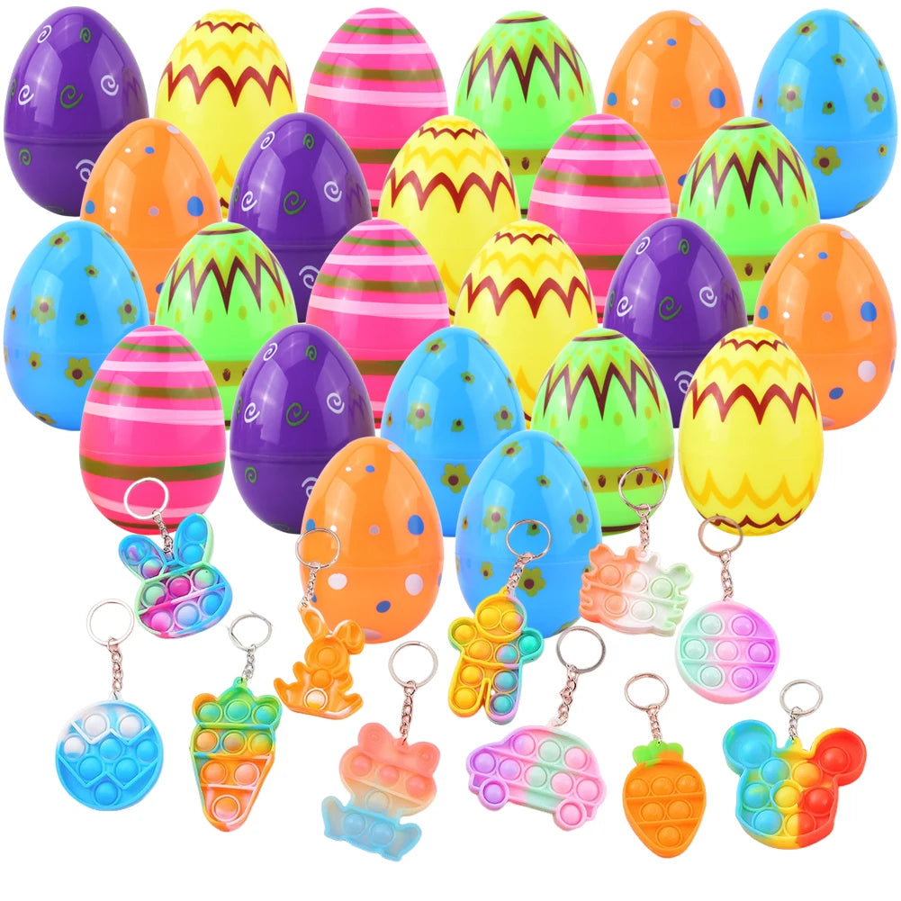 122-12PCS Easter Basket Stuffers with Stress Relief Toys Surprise Easter Eggs for Easter Egg Hunt Easter Party Favors Easter Egg