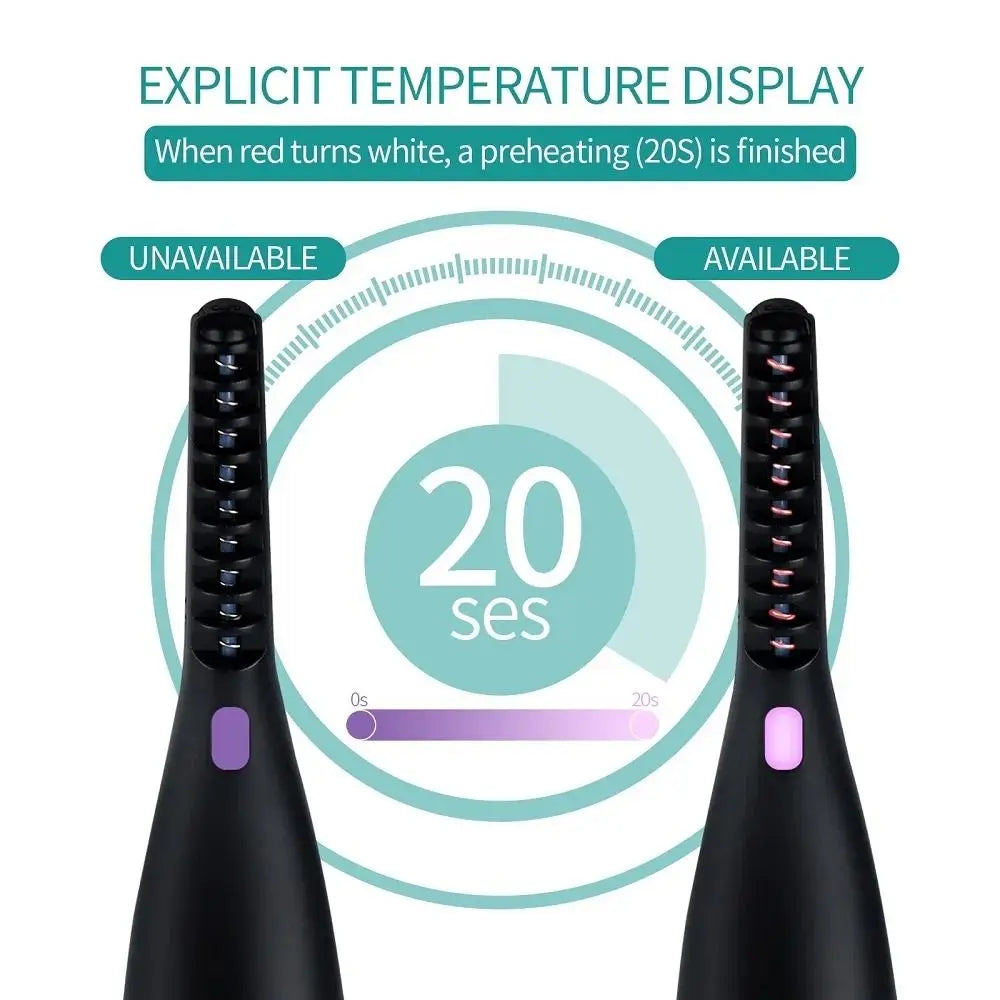 Wide‑Angle Electric Heated Eyelash Curler – Bezel‑Free Design, Fast Heating & Comfortable Grip