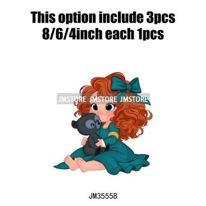 Love Cute Cartoon Little Baby Princess Girls Character Iron on DTF Transfers Washable Stickers Ready to Press for Clothes Bags