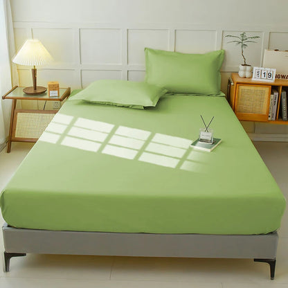 Waterproof Fitted Sheet Bedding Cover Bed Cloth Solid Color Mattress ,Soft Breathable Noiseless Bed Cover Deep Pocket Large size