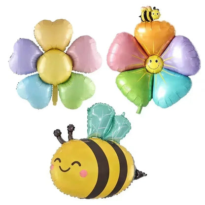 Large Bee & White Daisy Foil Balloon for Kids’ Party Décor
