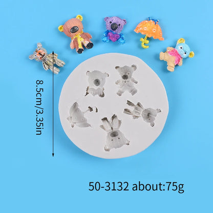 Bear Silicone Mold Cake Topper Fondant Chocolate Candy Cupcake Baking Cake Decorating Tools Polymer Clay Gum Paste Mold