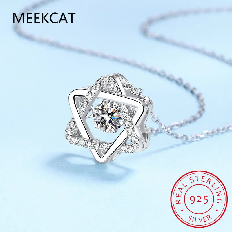 Mothers Days Gifts Star Of David 3ct Moissanite Necklace Pendant For Women Certified Silver 925 Jewelry