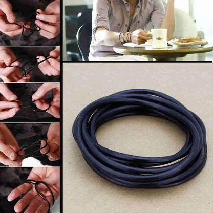 10 Pcs In 1 Bag  Black Silicone Rope Bracelets For Men Women Charm Simple Casual Punk Rock Unisex Bracelet Bangles Jewelry