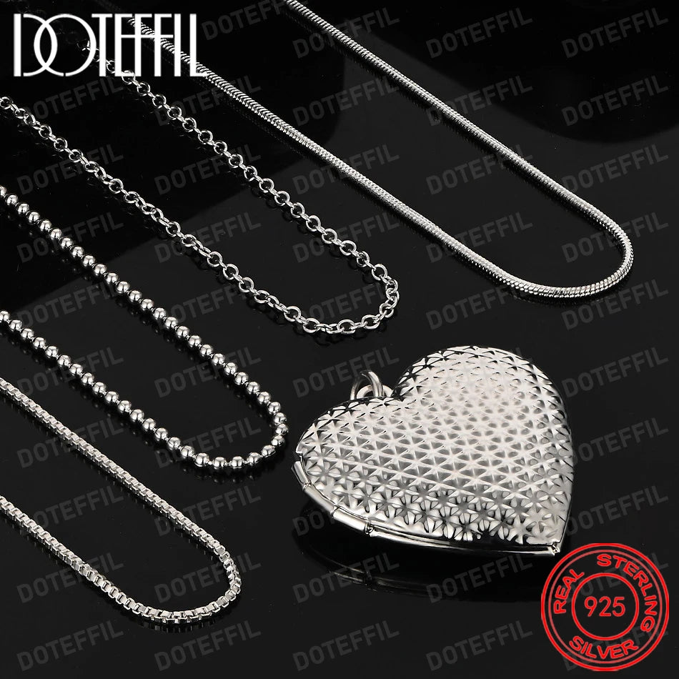 925 Sterling Silver Exquisite Heart Pendant Necklace Women Party Wedding Gift Jewelry Accessories