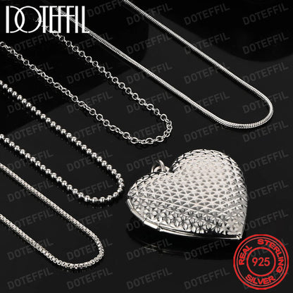 925 Sterling Silver Exquisite Heart Pendant Necklace Women Party Wedding Gift Jewelry Accessories