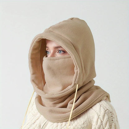 Winter Hooded Scarf - Warm Neck Gaiter with Hood for Outdoor Activities