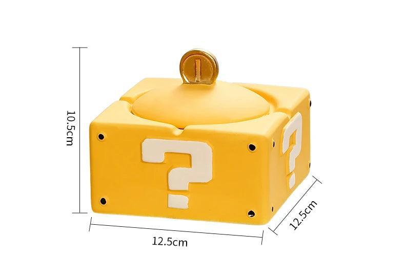 Mario Question Block Ceramic Ashtray with Lid – Creative Home & Office Decor