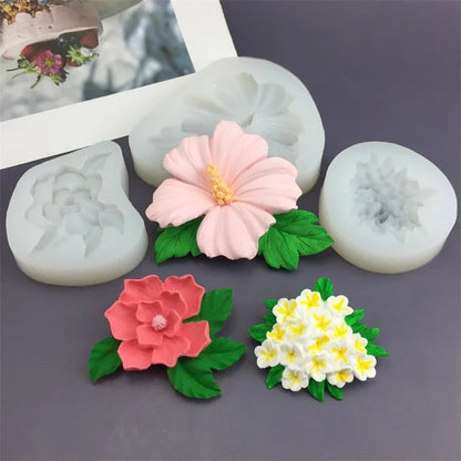 3D Flower Shape Fondant Mold Aromatherapy Candle Silicone Mold Cake Chocolate Decoration Baking Tool Craft Gifts Making Mould