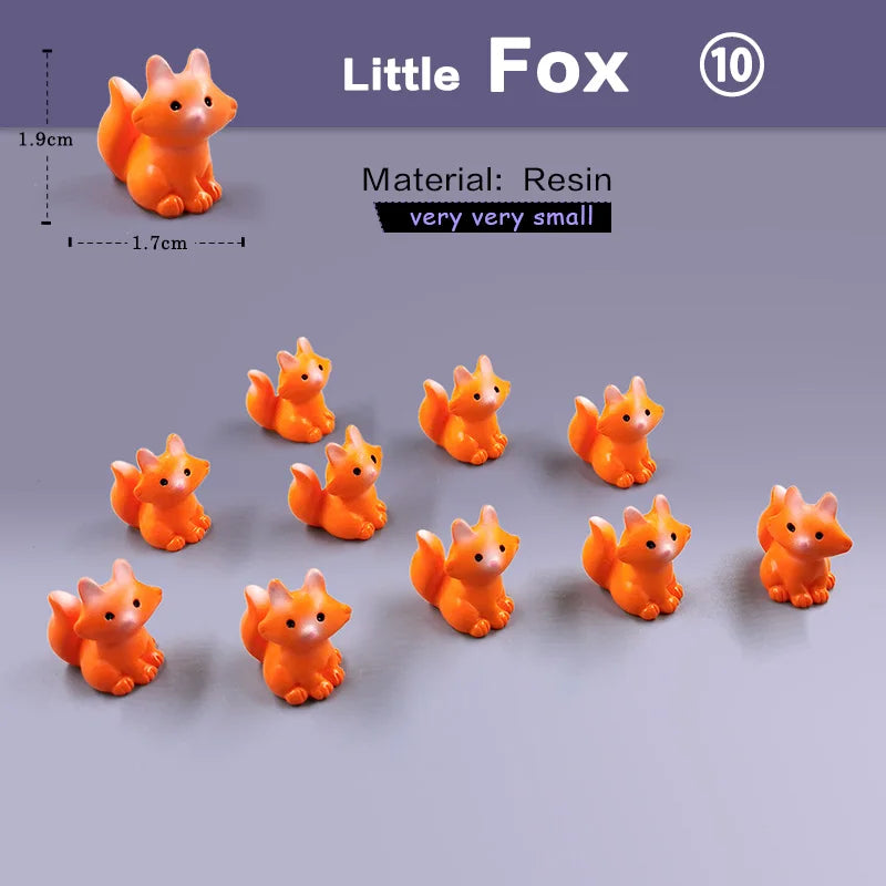 10Pcs Easter Rabbit Squirrel Elephant Fox Sheep Duck Pig Cat Frog Snake Figurine Miniature Fairy Garden Decoration Accessories