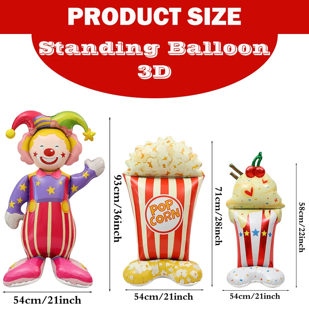 Giant Smiling Popcorn Clown Foil Balloon – Circus & Carnival Party Decoration