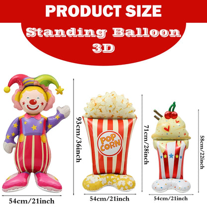 Giant Smiling Popcorn Clown Foil Balloon – Circus & Carnival Party Decoration