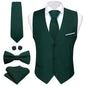 Designer Men's Vest Solid Silk Satin Waistcoat Tie Bowtie Hanky Set