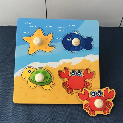 Baby Wooden Puzzles Montessori Toys 1 2 Years Toddler Toys Hand Grab Board Alphabet Number Cognition Learning Educational Toys