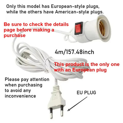 E27 LED Lamp Base with Switch – Universal Screw Socket Adapter for DIY Lighting