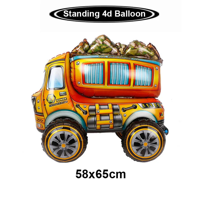 1pc Large Transportation Balloon Racing Balloon Fire Truck Ambulance School Bus Excavator Motorcycle Balloon for Boys Birthday