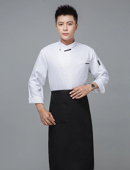 White Chef Jacket short Sleeve Head Chef Uniform Restaurant Hotel Kitchen Cooking Clothes Catering Foodservice Chef Shirt Apron