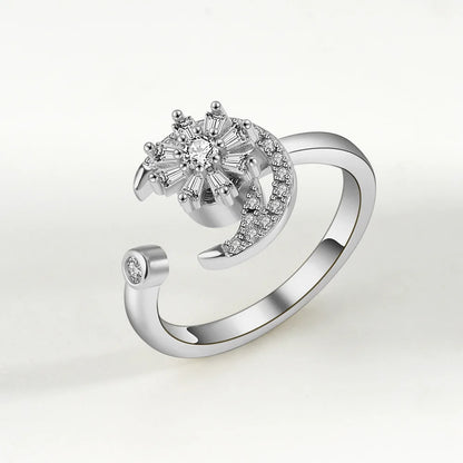 Fidget Spinner Ring Anxiety for Women Multiple Crystal Flower Eye Butterfly Animal Ring Rotate Anti Stress Wedding Jewerly