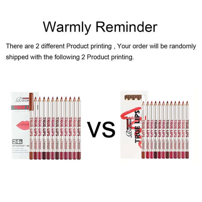 12pc Lip Liner Pencil Set, Long-Lasting Smudge-Proof Nude Colors, Smooth Matte Finish, 12 Assorted Shades Lip Makeup Gift Set,