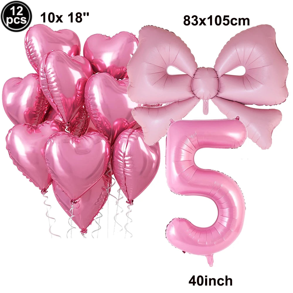 Giant Black Pink Bow Balloon Coquette Birthday Party Decorations Bowknot Balloon for Girls Baby Shower Bridal Wedding Supplies