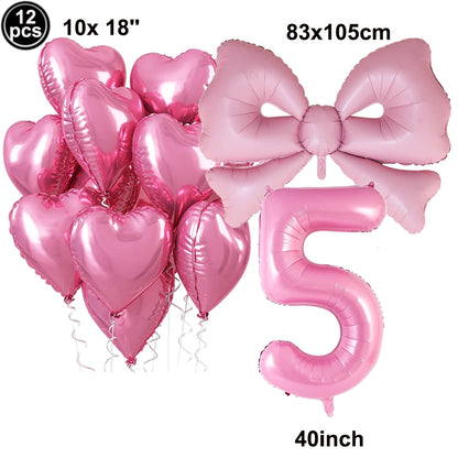 Giant Black Pink Bow Balloon Coquette Birthday Party Decorations Bowknot Balloon for Girls Baby Shower Bridal Wedding Supplies