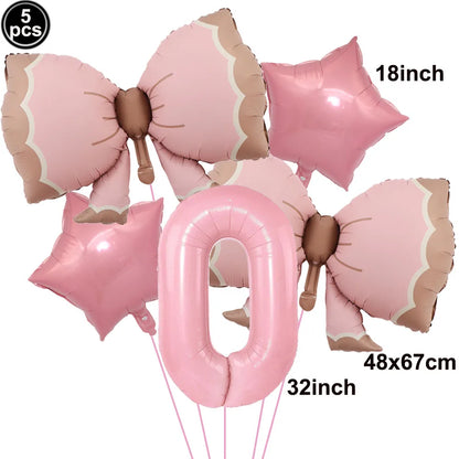 Pink Bow Birthday Theme Party Set Disposable