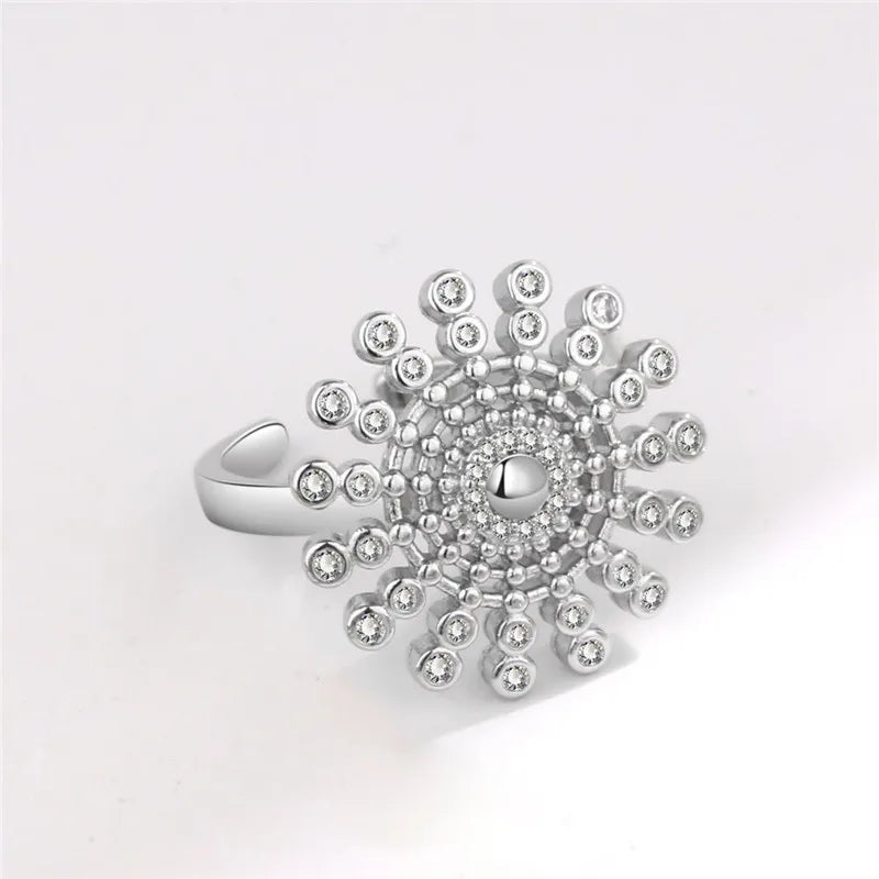 Fashion Beads Anxiety Fidget Spinner Rings Korea Crystal Butterfly Flower Star Moon Ring Anti Stress Jewelry Gift