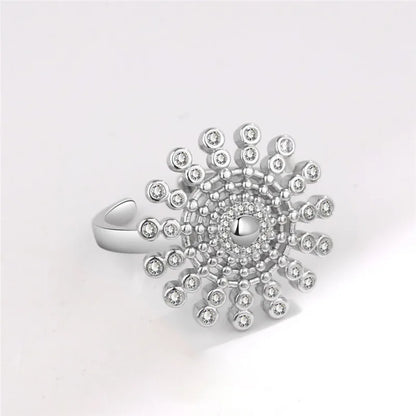 Fashion Beads Anxiety Fidget Spinner Rings Korea Crystal Butterfly Flower Star Moon Ring Anti Stress Jewelry Gift