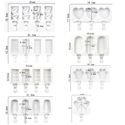 3/4 Cell DIY Silicone Ice Cream Mold Homemade Popsicle Maker Reusable Ice Cube Tray Mousse Dessert Ice Cream Mould Baking Tools