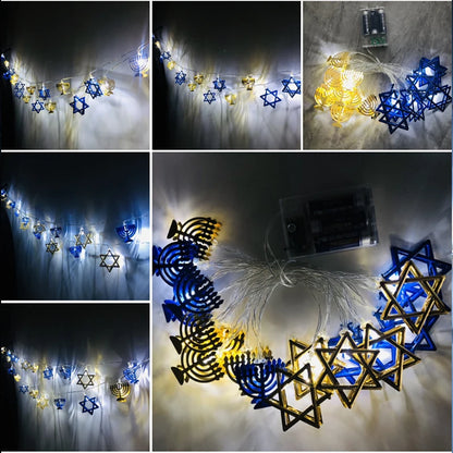 10LED Hanukkah String Lights – Mogen David Star Party Décor