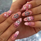 24pcs Full Cover Long False Press On Nails With Designs Light Green Stripe Gradient