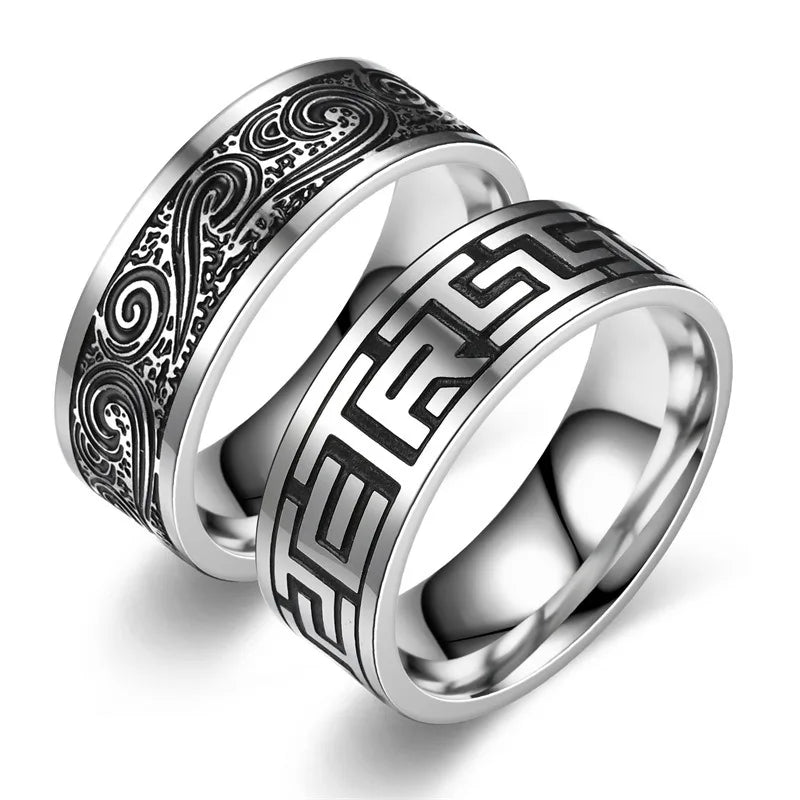 Men’s Titanium Steel Retro Ring – Handmade Fashion Statement Band