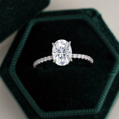 Oval Cut Moissanite Rings for Women 925 Sterling Silver Lab Diamond Wedding Engagement Ring Gemstone Band  1ct 2ct 3ct