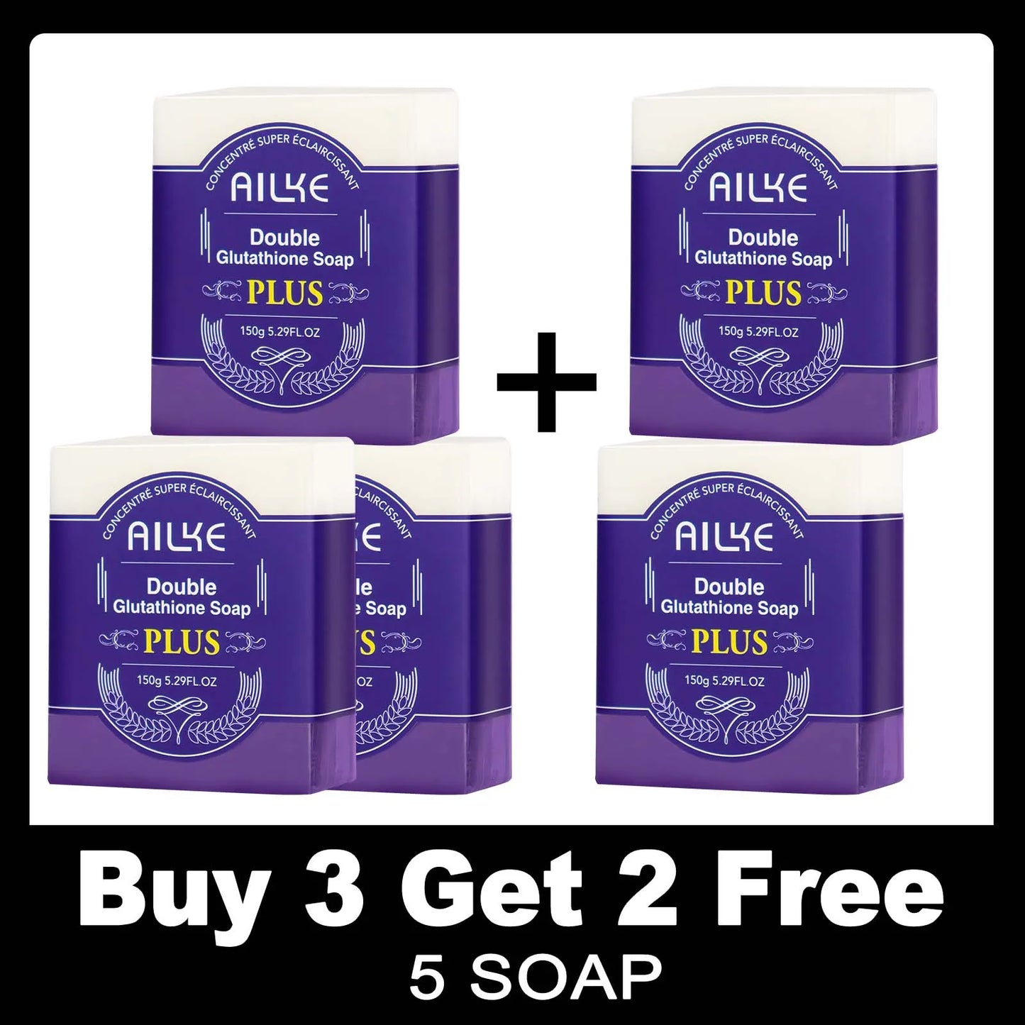 AILKE Glutathione PLUS Whitening Skin Care Set, Advanced Lightening Lotion, Moisturizes, Softens, Bleaching Kit for Men, Women