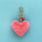 Rainbow Heart Pompom Keychain – Colorful Plush Ball Tassel Bag Charm for Women