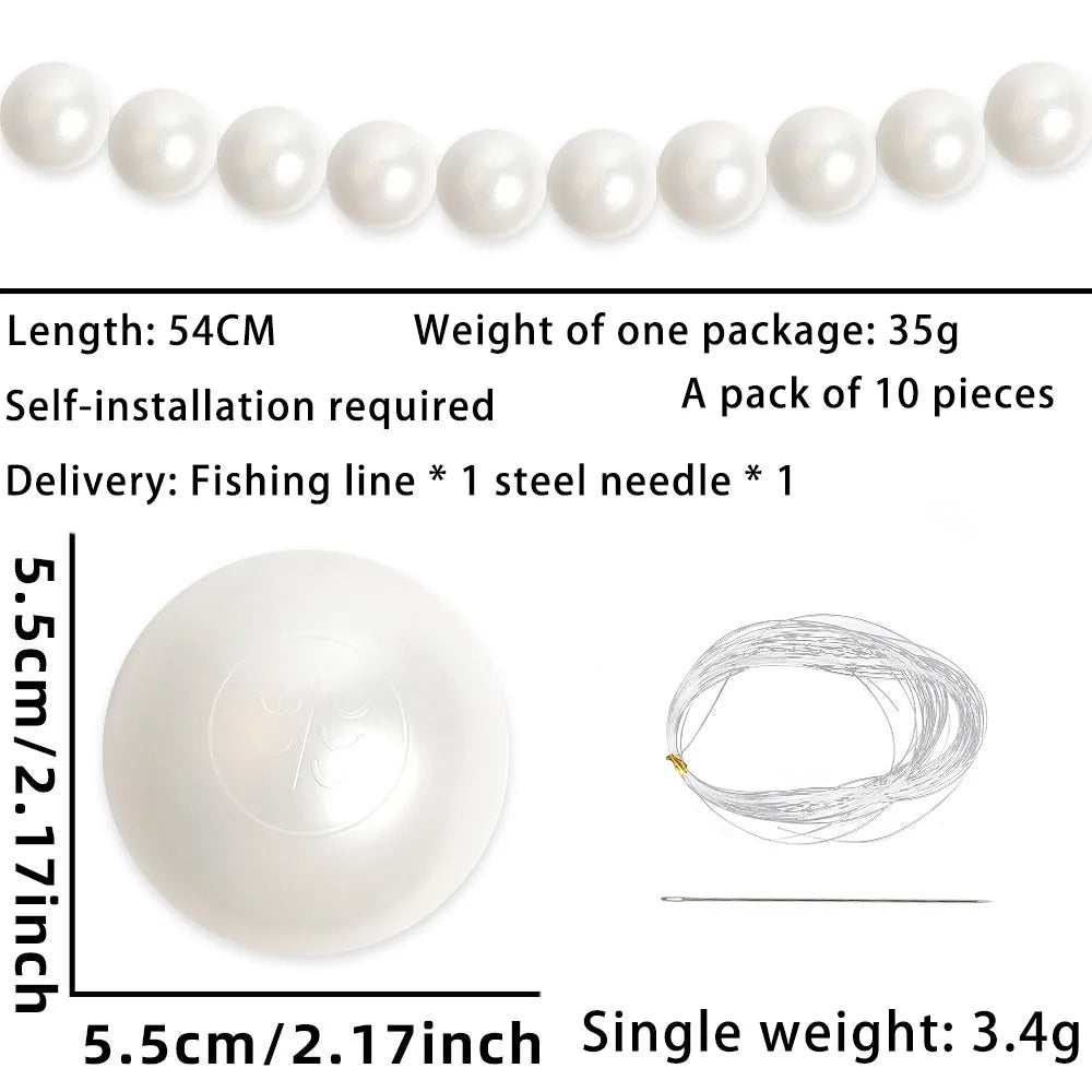 Wedding Backdrop Wall Decor - Faux Large Pearl - DIY Beaded Garland White Ball Pendant & Figurine
