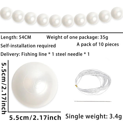 Wedding Backdrop Wall Decor - Faux Large Pearl - DIY Beaded Garland White Ball Pendant & Figurine