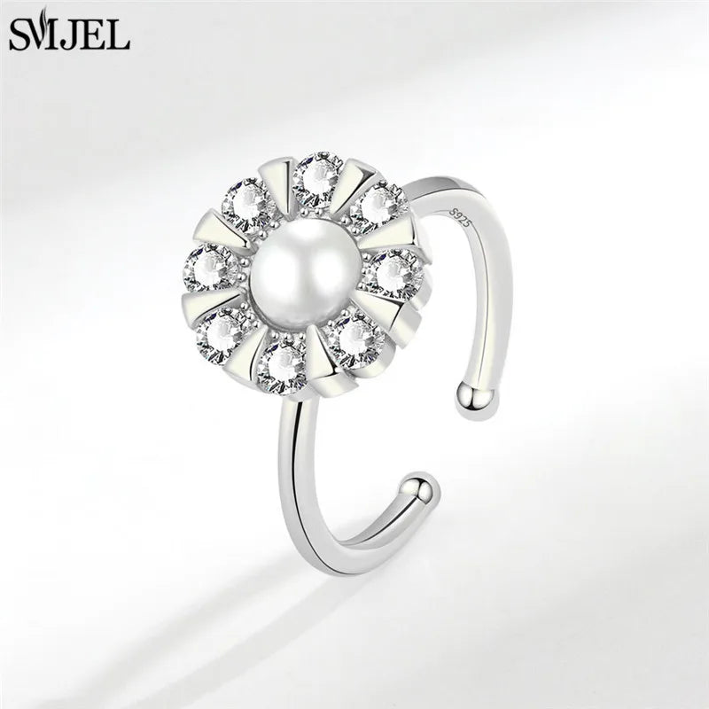 Korean Fashion Daisy Spinner Fidget Ring Multiple Style Sunflower Rose Snowflake Rotate Freely Anti Stress Anxiety Rings Wedding