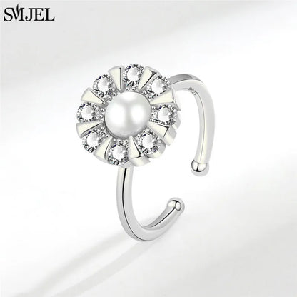 Korean Fashion Daisy Spinner Fidget Ring Multiple Style Sunflower Rose Snowflake Rotate Freely Anti Stress Anxiety Rings Wedding