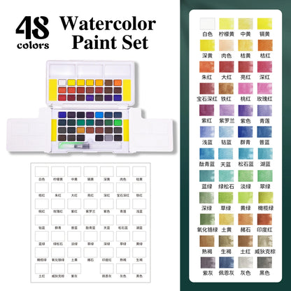 Watercolor Paint Set with Water Brush Pens --12/24/36/48 Colors