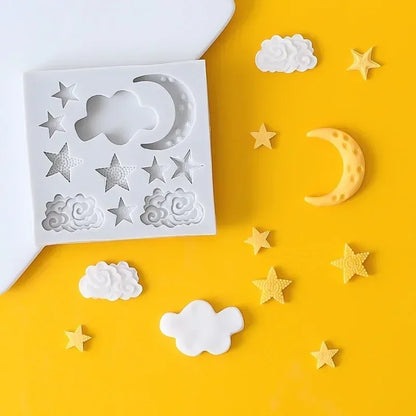 1PC Moon Stars Clouds Cake Decoration Mould DIY Chocolate Silicone Mould Candy Pastry Icing Utensils Kitchen Baking Molds